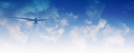 wind mill against cloudy sky panorama