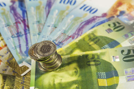 Swiss bank notesの写真素材