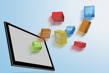 tablet computer app flow の写真素材