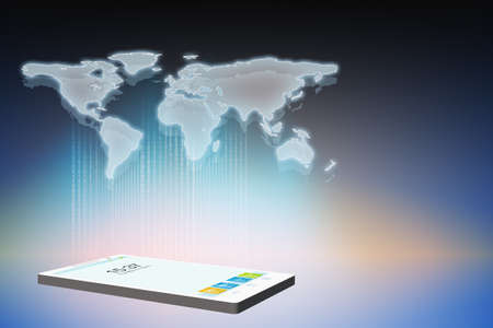Smartphone illustration connecting to the world