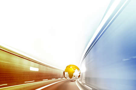 Colorful internet background with golden world globeの写真素材