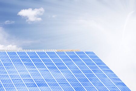 Solar panel  on a roof from ecologic house