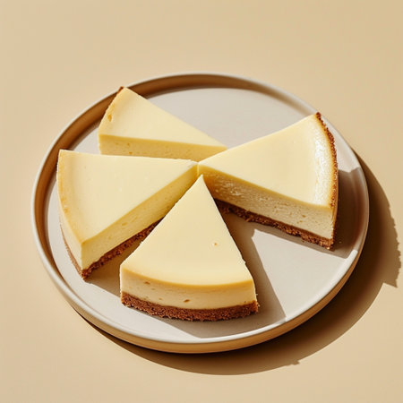 Cheesecake Slices on Plate Smooth and Polished, Tabletop Photographyの素材