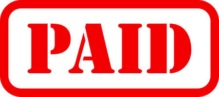 Paid red rubber stamp graphic design, stencil business illustration, payment money fee icon, bank payment invoice office feeの写真素材