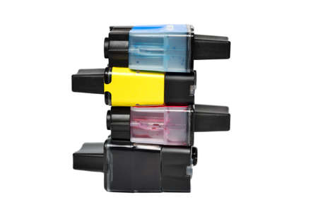Ink cartridges isolated on whiteの写真素材