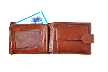 Brown wallet with discount cardの写真素材