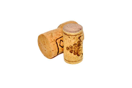 Corks from wine bottles on white backgroundの写真素材