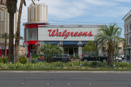 Las Vegas, Nevada - Circa 2017: Walgreens retail pharmacy health store in America location. Specializes in filling prescriptions, health and wellness products, health information, and photo servicesのeditorial素材