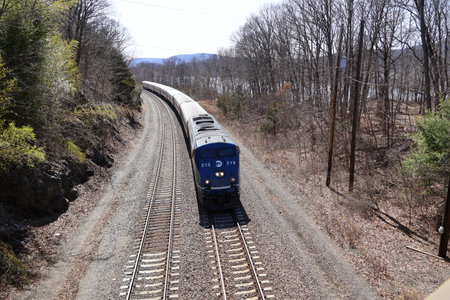 Train on the railroad tracks.の写真素材
