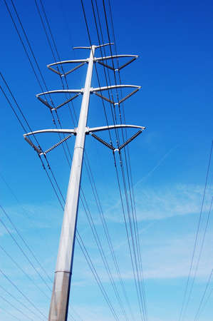 High power pole with blue sky