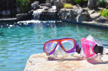 Childrens pool gogglesの写真素材