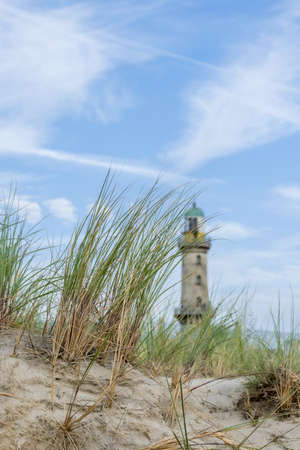 Lighthouse on the beach of WarnemÃ¼ndeの写真素材