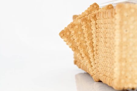 Pack of biscuits isolatated on white background - sideviewの写真素材