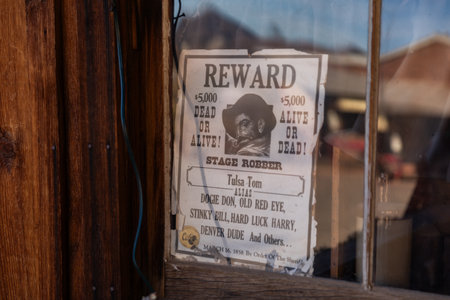A sign of Reward in ghost townの写真素材