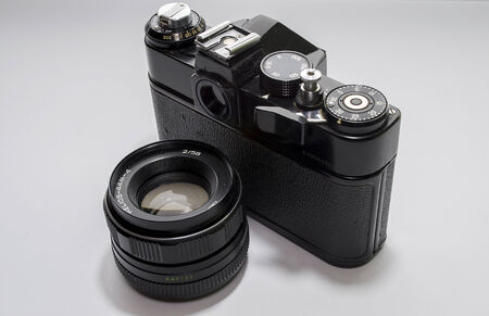 Old analog photo camera with celulose film