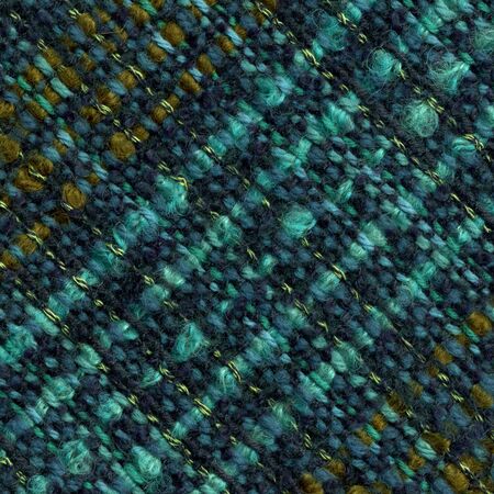 Handwoven fabric in blue and greenの写真素材