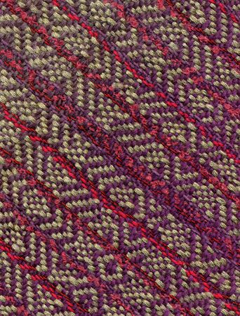 Closeup of handwoven fabric with patternの写真素材