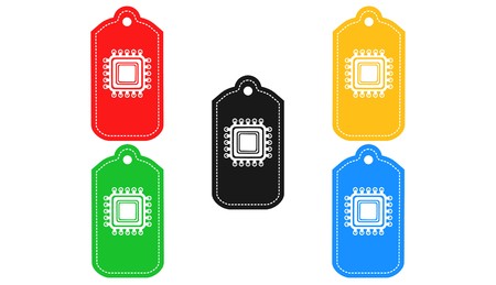 Processor icon, sign, 3D illustration