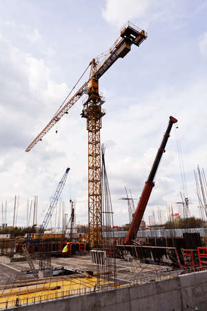Crane with a cabin and platform