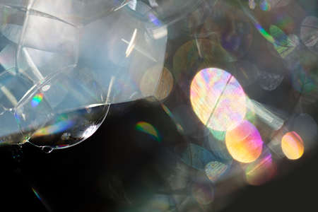 the reflection of light through  bubbles  of soapsuds, for blurred backgroundの写真素材