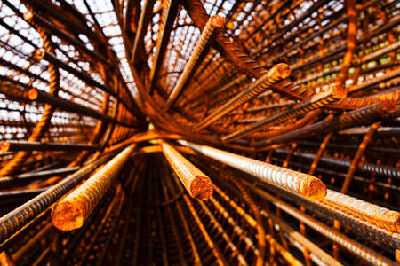 Rusty steel frames on construction site
