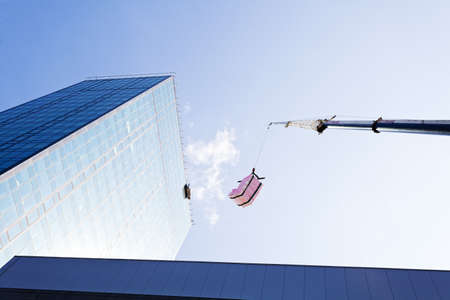 transfer cargo crane on a building