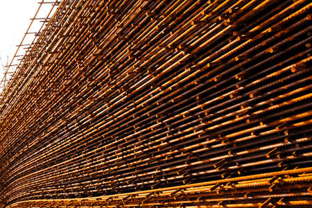 Rusty steel structure on the rack on costruction siteの写真素材