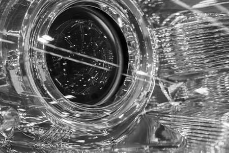 type headlights of the vehicle with abstract efect, note shallow depth of fieldの写真素材