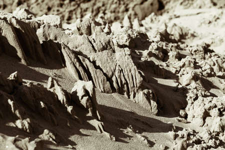 sand in construction, note shallow depth of field