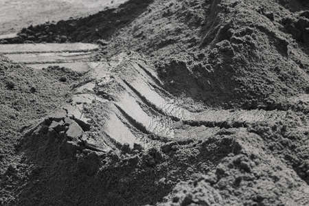 Construction sand near the site, note shallow depth of fieldの写真素材