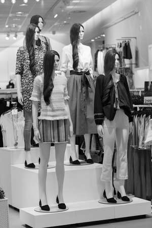 Dolls for display clothing in shop, note shallow depth of fieldの写真素材