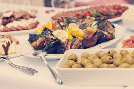 decorated Swedish table, note shallow depth of fieldの写真素材