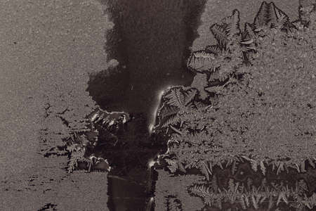 frost patterns on glass, note shallow depth of fieldの写真素材