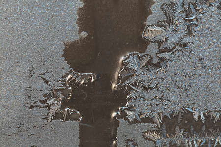 frost patterns on glass, note shallow depth of field