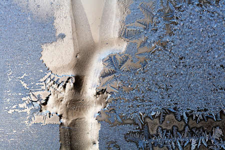 frost patterns on glass, note shallow depth of fieldの写真素材