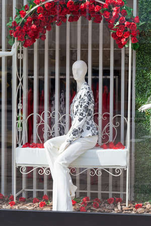 mannequins in a store windowの写真素材