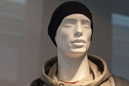 Male dolls for display clothing in shop, note shallow depth of fieldの写真素材