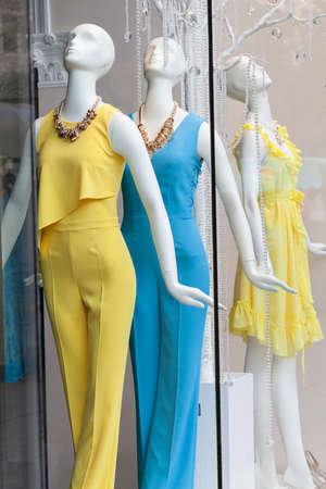 Exposed clothing on mannequins, note shallow depth of fieldの写真素材