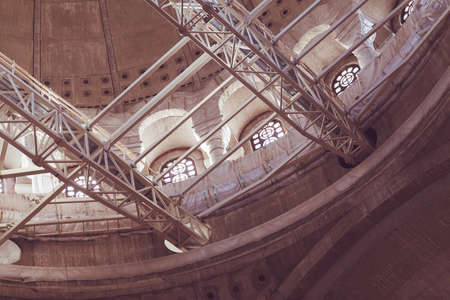 an unusual ceiling  under construction, note shallow depth of fieldの写真素材