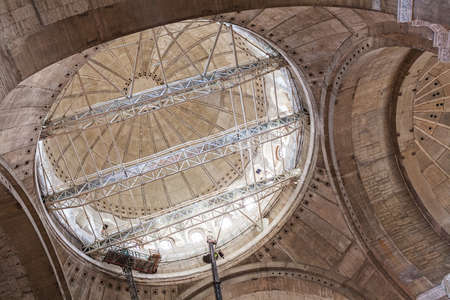 an unusual ceiling  under construction, note shallow depth of fieldのeditorial素材