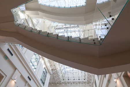 an unusual ceiling in modern building, note shallow depth of fieldの写真素材