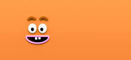 Funny Happy Orange Character Face Expression Background 3d Render 3d illustration