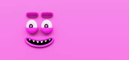 Funny pink Character in Love Face Expression Background 3d Render 3d illustration