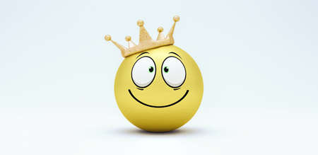 cute happy smiley with crown 3d render 3d illustration