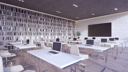 modern classroom interior design 3d render 3d illustrationの写真素材