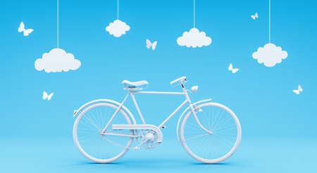 travel concept on blue background 3D renderingの写真素材