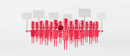 Protest and strike, demonstration and revolution concept. Political and human rights protest 3d...