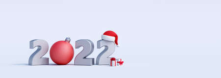 Merry Christmas and Happy New Year 2022 background for Greeting cards with copy space 3d render 3d...