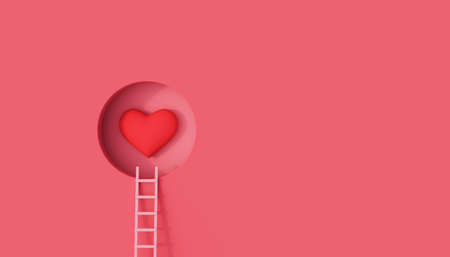 Ladders lead to the heart. The path of love concept. Valentine's day background 3d render 3d illustrationの写真素材