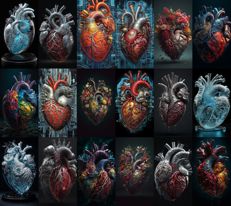 Set of various human heart in different stylesの素材